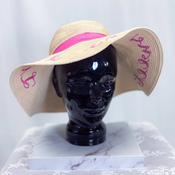 Girls Embroidered Hat Life Is Sweet Floppy Sun Summer Straw Hat Gymboree - Picture 2 of 7